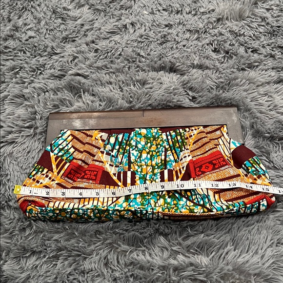 ALDO African Print Wood Frame Clutch Ankara Pattern Statement Bag - Picture 8 of 9